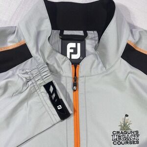 FootJoy Golf Windbreaker Jacket Mens Large Grey Black Pullover 1/4 Zip Cragun's